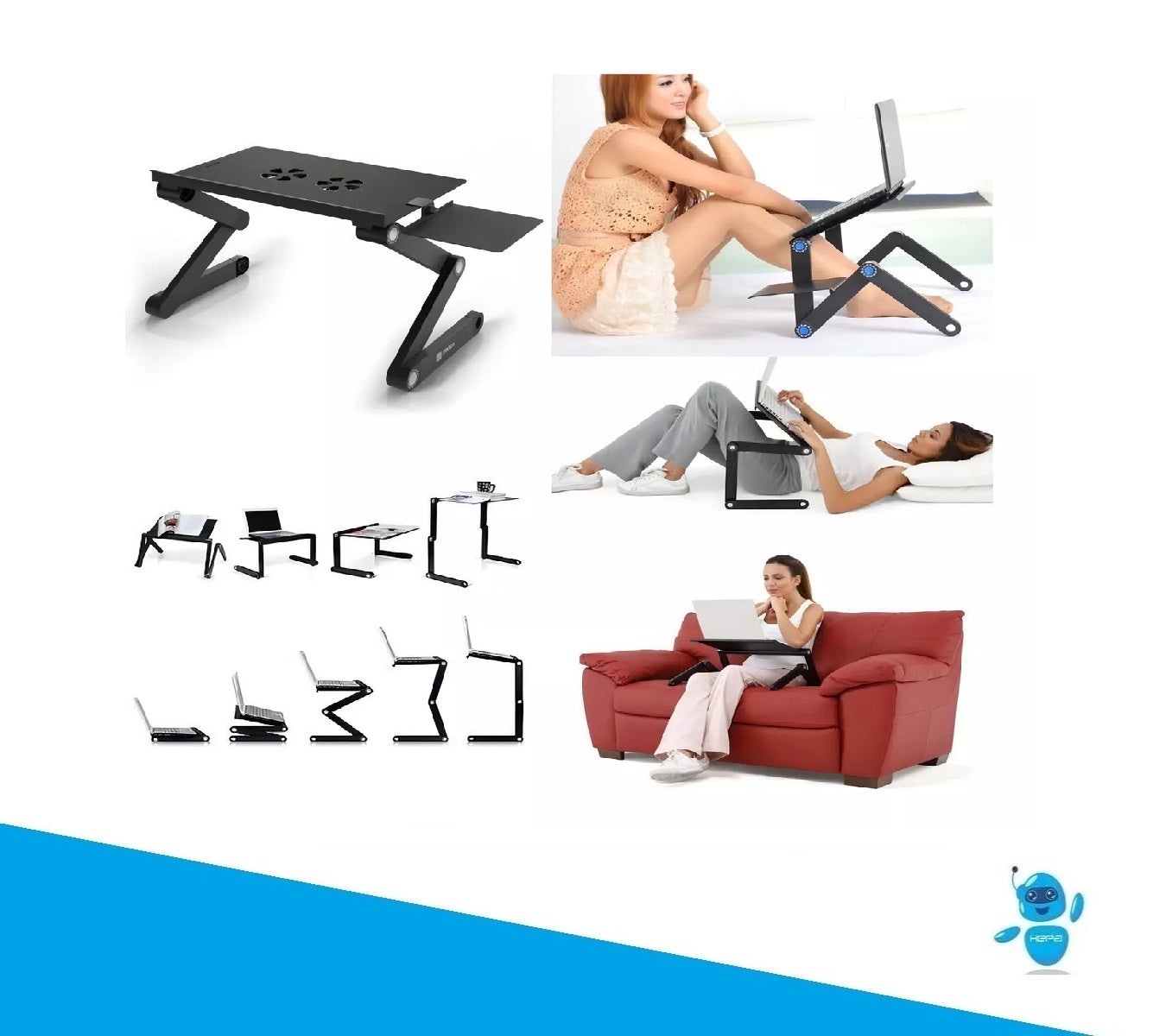 FlexDesk™ – Mesa Plegable con Ventiladores para Lapto